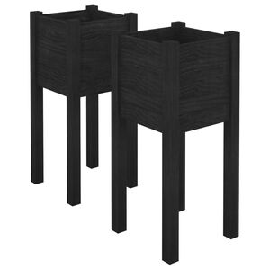 vidaXL Jardini&egrave;res d'ext&eacute;rieur 2 pcs Noir 31x31x70 cm Bois de pin