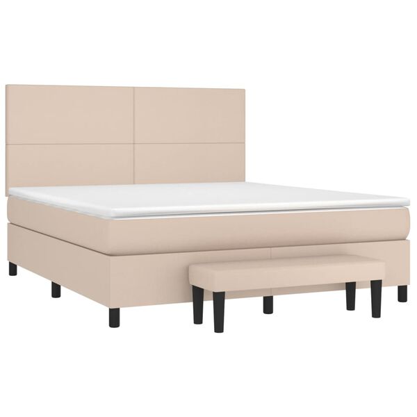 vidaXL Sommier &agrave; lattes de lit avec matelas Cappuccino 180x200 cm