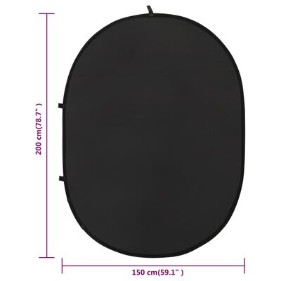 vidaXL Écran de fond de studio ovale 2 en 1 Noir et gris 200x150 cm