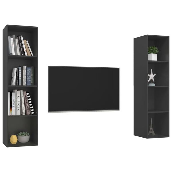 vidaXL Meubles TV muraux 2 pcs Gris Bois d'ing&eacute;nierie