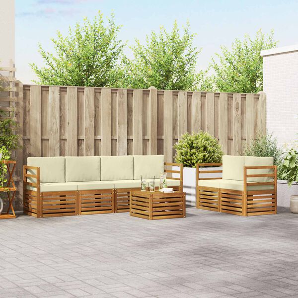 vidaXL Ensembles de canap&eacute;s avec coussin 7 pcs Naturel et Cr&egrave;me