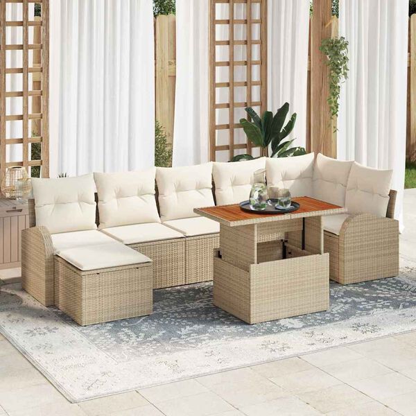 vidaXL Ensemble de canap&eacute; de jardin avec coussin 8 pcs beige et cr&egrave;me
