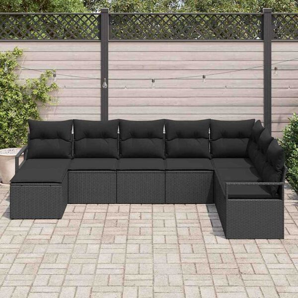 vidaXL Ensemble de Canap&eacute;s avec coussin 8 pcs Noir polyrotin