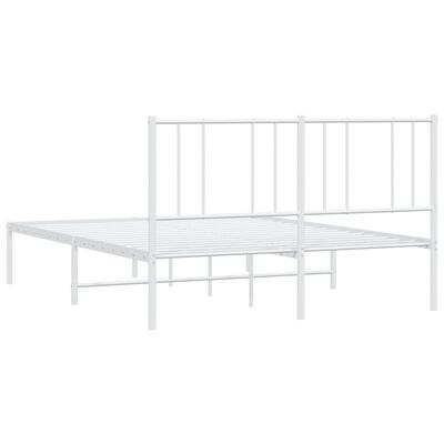 vidaXL Cadre de lit métal sans matelas et tête de lit blanc 135x190 cm