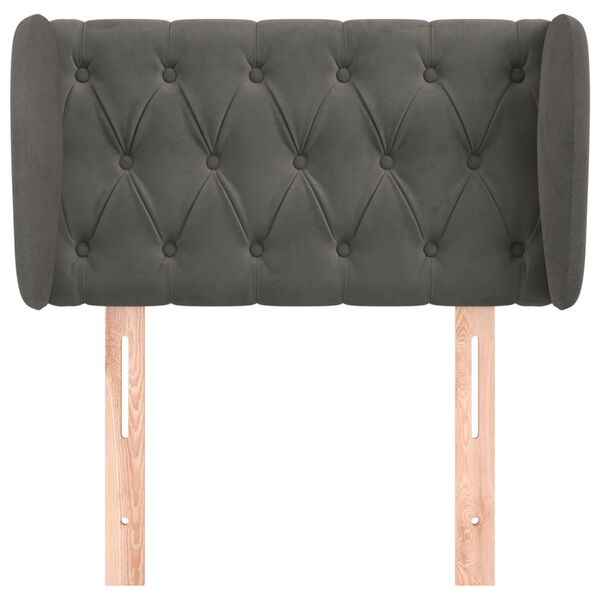 vidaXL T&ecirc;te de lit avec oreilles Gris fonc&eacute; 83x23x78/88 cm Velours