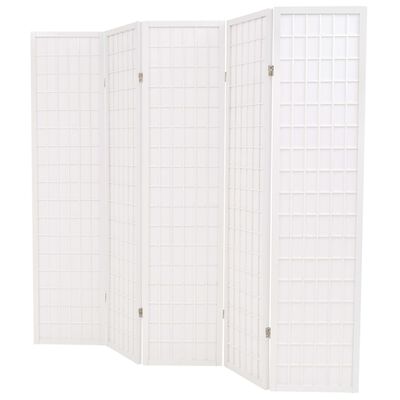 vidaXL Cloison de séparation 5 panneaux Style japonais 200x170cm Blanc