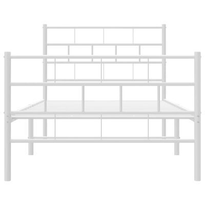 vidaXL Cadre de lit métal sans matelas avec pied de lit blanc 75x190cm