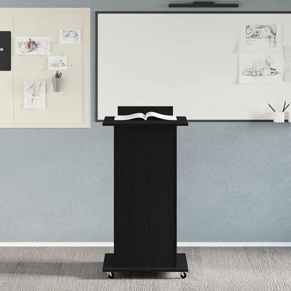 vidaXL Podium avec roue Chêne noir 55 x 55 x 107 cm Bois d'ingénierie