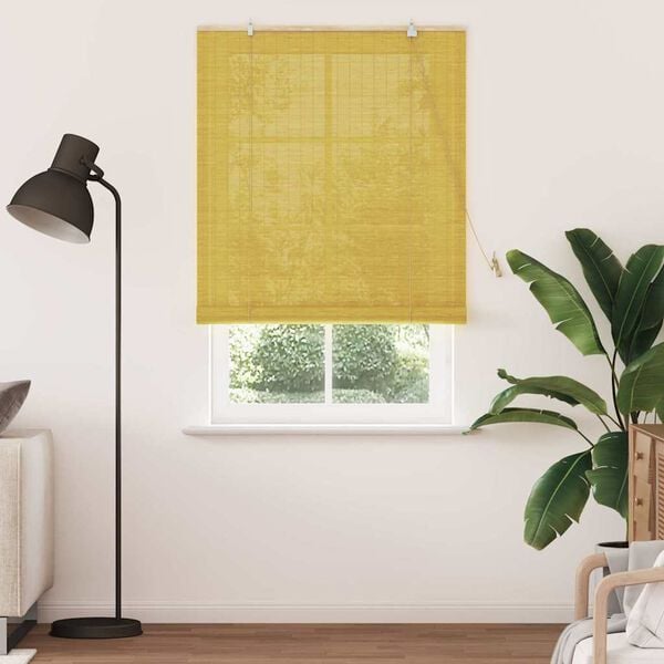 vidaXL Store enrouleur avec des rideaux Jaune 120 x 220 cm Bambou