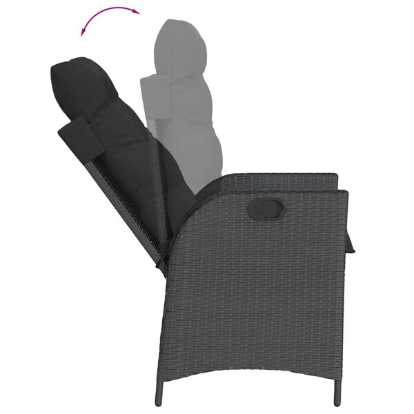 vidaXL Ensemble &agrave; manger de jardin 9pcs coussins noir r&eacute;sine tress&eacute;e