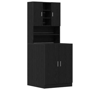 vidaXL Cabinet pour lave-linge 2 pi&egrave;ces Ch&ecirc;ne noir Bois d'ing&eacute;nierie