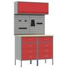 vidaXL Ensemble de placards de travail avec tiroir 5 pc Rouge