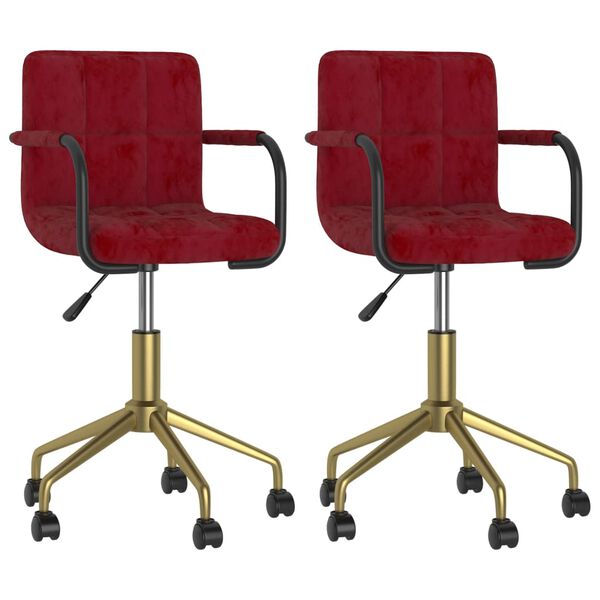 vidaXL Chaises pivotantes &agrave; manger lot de 2 bordeaux velours