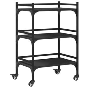 vidaXL Chariot de cuisine noir 50x35x75,5 cm bois d'ing&eacute;nierie