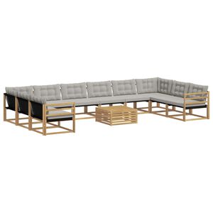 vidaXL Ensemble de canap&eacute;s d'ext&eacute;rieur 11 pc Blanc et gris clair