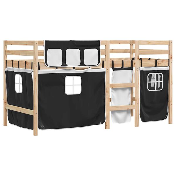 vidaXL Lit mezzanine enfants avec rideaux sans matelas 90x190 cm