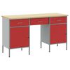 vidaXL Placard de travail 3 pi&egrave;ces Rouge Bois d'ing&eacute;nierie et acier