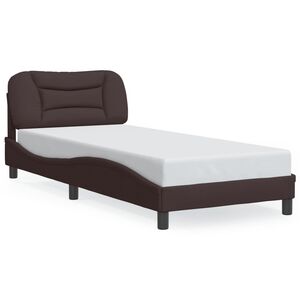 vidaXL Cadre de lit avec LED sans matelas Hvar marron fonc&eacute; 80x200 cm tissu