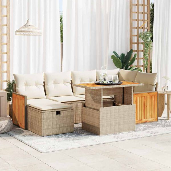 vidaXL Salon de jardin avec coussins 8 pcs beige résine tressée