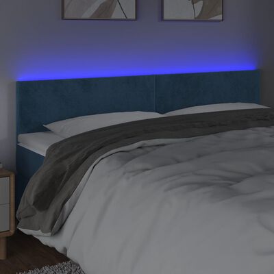 vidaXL Tête de lit à LED Bleu foncé 180x5x78/88 cm Velours