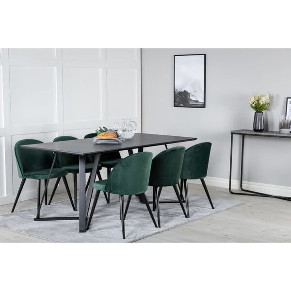 Venture Home Chaises &agrave; manger lot de 2 Velvet velours noir/vert