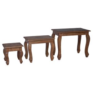 vidaXL Table Gigogne 3 pi&egrave;ces Marron Bois massif d'acajou
