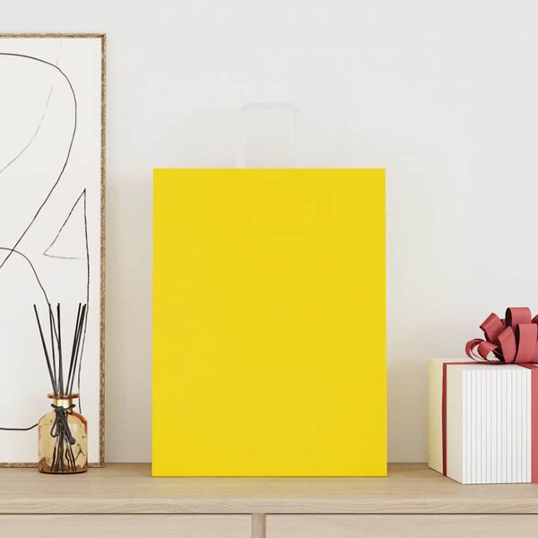vidaXL Sacs en papier 250 pcs avec poign&eacute;es jaune 32x12x42 cm