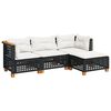 vidaXL Salon de jardin 4 pcs avec coussins noir r&eacute;sine tress&eacute;e