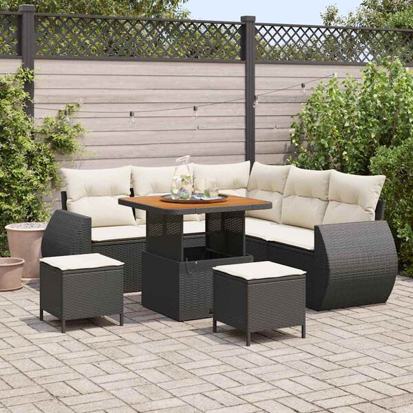 vidaXL Ensemble de canap&eacute; de jardin 8 pcs Noir polyrotin