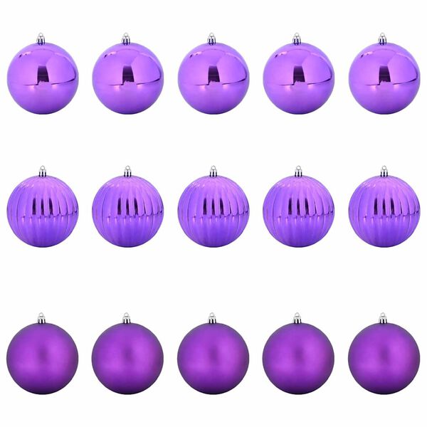vidaXL Ensemble de Boules de Noël 15 pcs Lilas Plastique