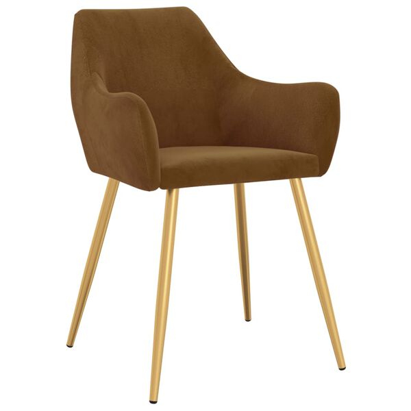 vidaXL Chaises &agrave; manger lot de 2 Marron Velours