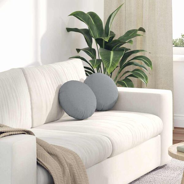 vidaXL Coussins de si&egrave;ge 2 pcs Gris clair &Oslash;30 x 13 cm tissu