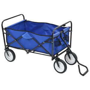 vidaXL Chariot &agrave; main pliable Acier Bleu