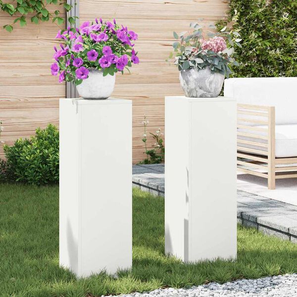 vidaXL Support de Plante 2 pcs Blanc 24 x 24 x 75 cm Acier