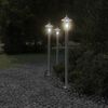 vidaXL Lampadaires d'ext&eacute;rieur 3 pcs argent&eacute; 120 cm acier inoxydable