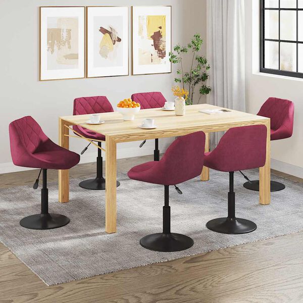 vidaXL Chaises &agrave; manger pivotantes lot de 6 rouge bordeaux velours