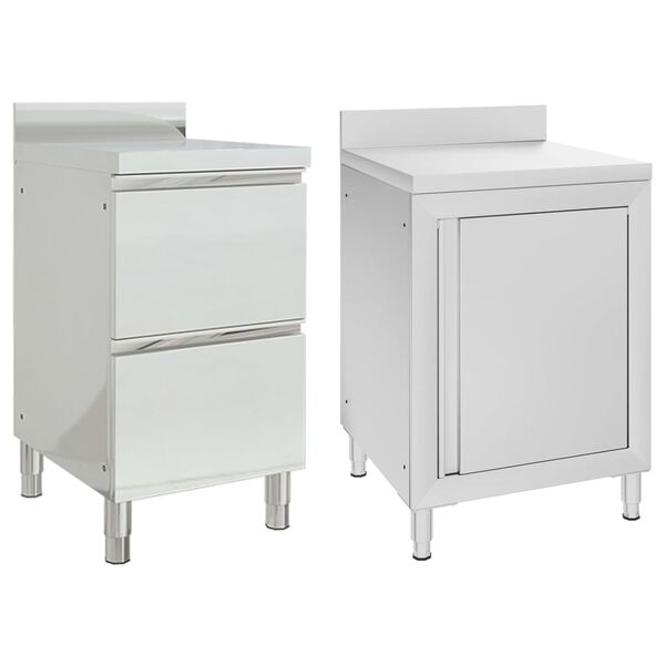 vidaXL Armoires de cuisine commerciales 2 pièces en acier inoxydable