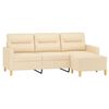 vidaXL Canap&eacute; &agrave; 3 places avec repose-pieds Cr&egrave;me 180 cm Tissu