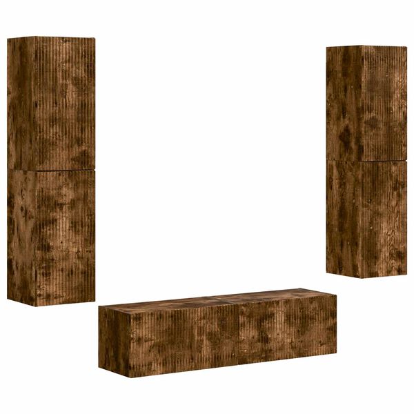 vidaXL Ensemble meuble TV 6 pcs Ch&ecirc;ne fum&eacute; Bois d'ing&eacute;nierie
