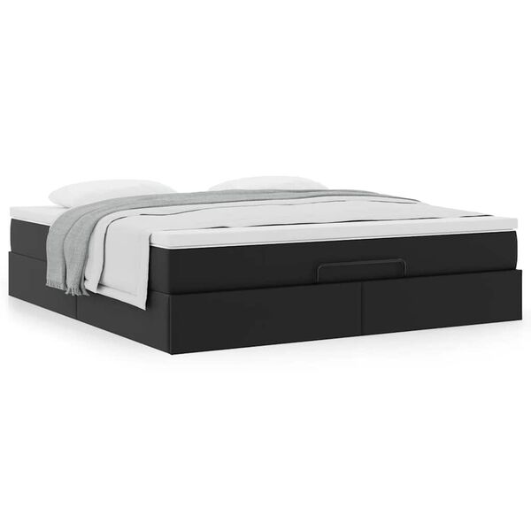 vidaXL Cadre de lit ottoman avec matelas noir 180x200 cm similicuir