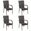 vidaXL Ensemble &agrave; manger de jardin 5 pcs Marron R&eacute;sine tress&eacute;e