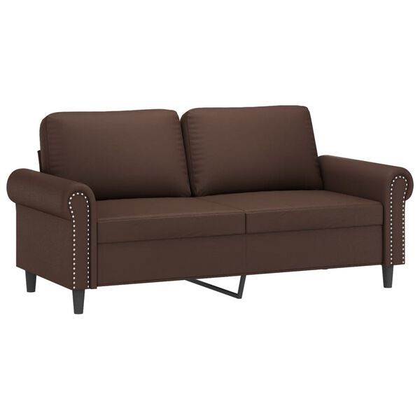 vidaXL Canap&eacute; 2 places oreillers et coussins Marron 140 cm Similicuir