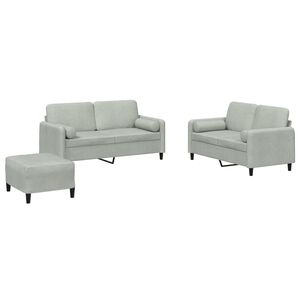 vidaXL Ensemble de canap&eacute;s 3 pcs avec coussins gris clair velours