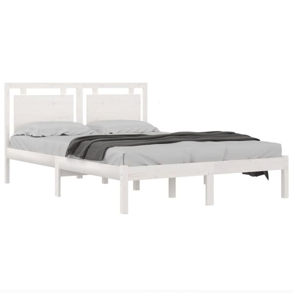 vidaXL Cadre de lit sans matelas blanc 140x200 cm bois massif