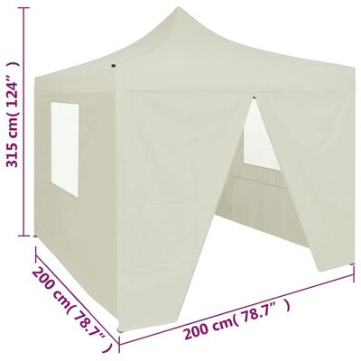 vidaXL Tente de réception pliable avec 4 parois 2x2 m Acier Crème