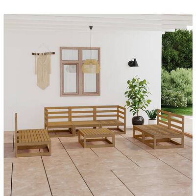 vidaXL Salon de jardin 8 pcs marron miel bois de pin massif