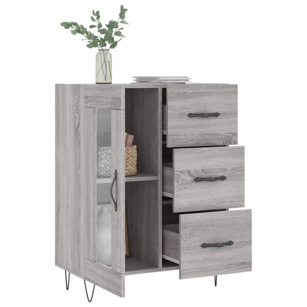 vidaXL Buffet sonoma gris 69,5x34x90 cm bois d'ing&eacute;nierie