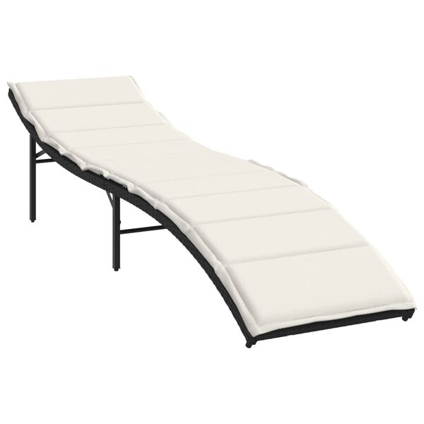 vidaXL Chaise longue avec coussin noir 55x199x50 cm r&eacute;sine tress&eacute;e