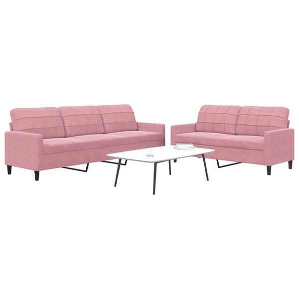 vidaXL Ensemble de canapés 2 pcs avec coussins Rose Velours