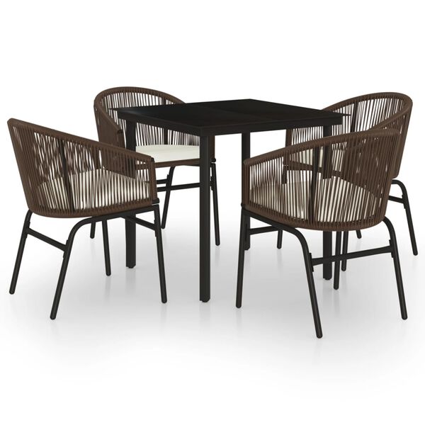 vidaXL Ensemble &agrave; manger de jardin 5 pcs Marron
